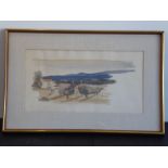 A gilt framed and glazed watercolour study after Raoul Dufy (a copy), possibly Provence, circular