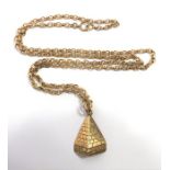 A 9-carat yellow-gold belcher link chain necklace suspending a 9-carat yellow-gold pendant, London