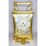 A fine and modern gilt-metal Halcyon Days carriage clock timepiece in the 19th century style (20th
