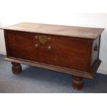 A fine and extremely large 19th century style later Anglo-Indian hardwood trunk; the hinged top with