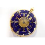 A late 19th century lady's 18-carat gold (marked 18K) half hunter fob watch; the outer case with