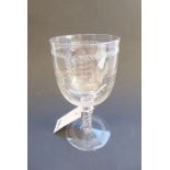 A mid-19th century clear-glass goblet decorated with ferns and also engraved 'Henry and Jane