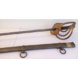 A French Model 1822  trooper's sword with all-iron scabbard;  the 38" blade in good condition,