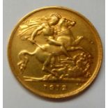A George V gold half sovereign, 1912