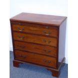 A George III-style (later) mahogany chest of small proportions; thumbnail-moulded top above brushing