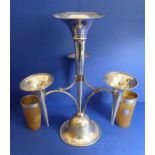 A Birmingham silver epergne and two Asprey & Co. horn beakers (3)