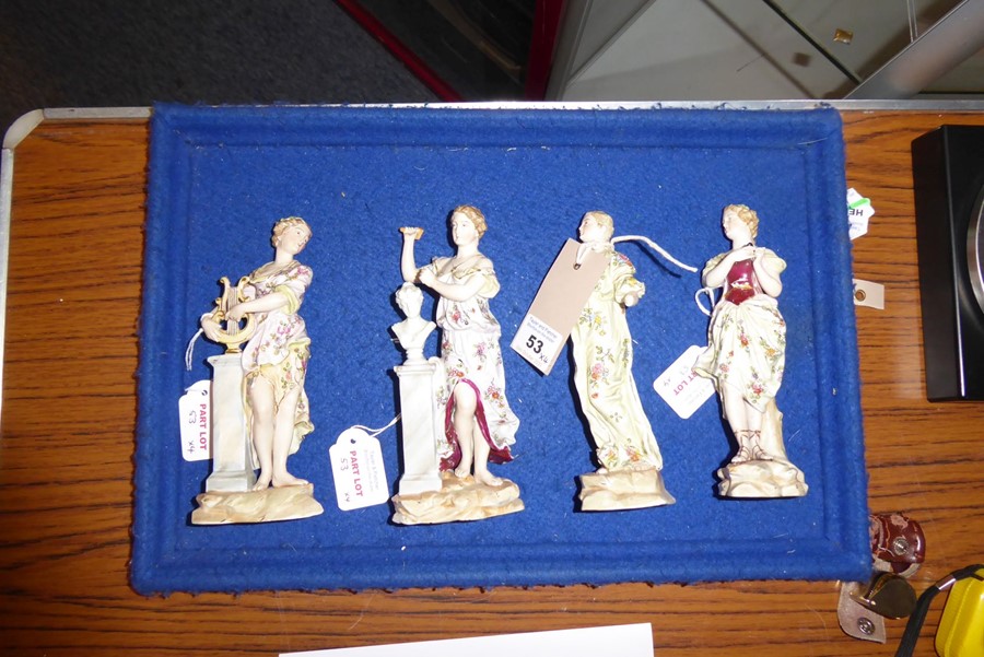 A set of four 19th century continental hand-decorated porcelain figures allegorical of the Arts