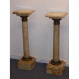 A pair of 19th century veined-marble and gilt-metal mounted pedestal stands of columnar form; each