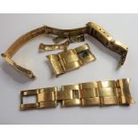 The remnants of a 9-carat yellow-gold Rolex Oyster watch strap with deployment clasp (gross weight