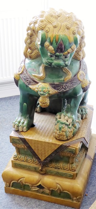 A large and very imposing pair of floor-standing ceramic karashishi (Buddhistic temple lions), - Image 6 of 9