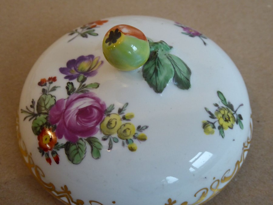 A late 19th century Dresden-style porcelain vase; hand-decorated and encrusted with various - Image 4 of 7