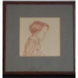 A good early 20th century oak-framed and glazed shoulder-length sepia portrait of a young boy in