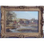 WILLIAM RAYMOND DOMMERSEN (Dutch, 1850-1927); a gilt-framed oil on canvas 'Streatley Bridge on the