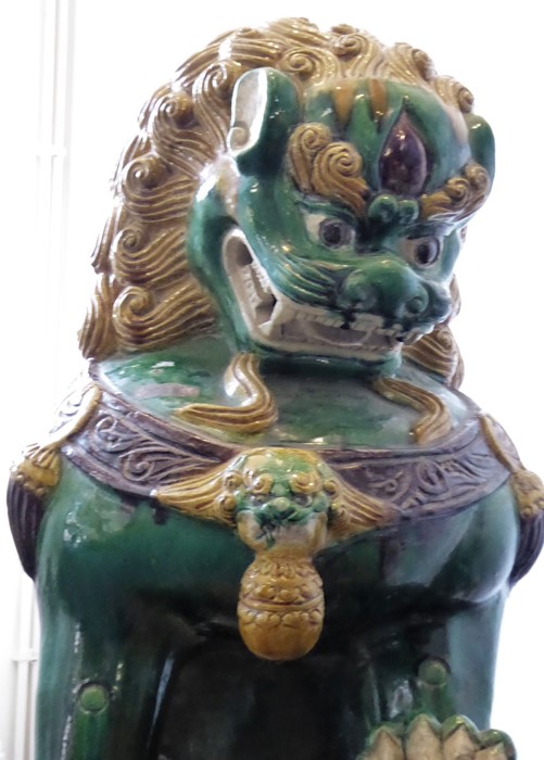 A large and very imposing pair of floor-standing ceramic karashishi (Buddhistic temple lions), - Image 8 of 9