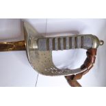 An 1897 Pattern officer's sword with brown-leather regulation scabbard, complete with brown-