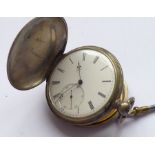 A gentleman's late 19th/early 20th century full hunter pocket watch; the front case with engine