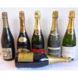 6 bottles of champagne: Devaux - Oeil de Perdrix; Cheurlin Dangin cuvee speciale;  Piper