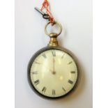 An early 19th century pair-cased gentleman's open-face pocket watch; the interior of the circular