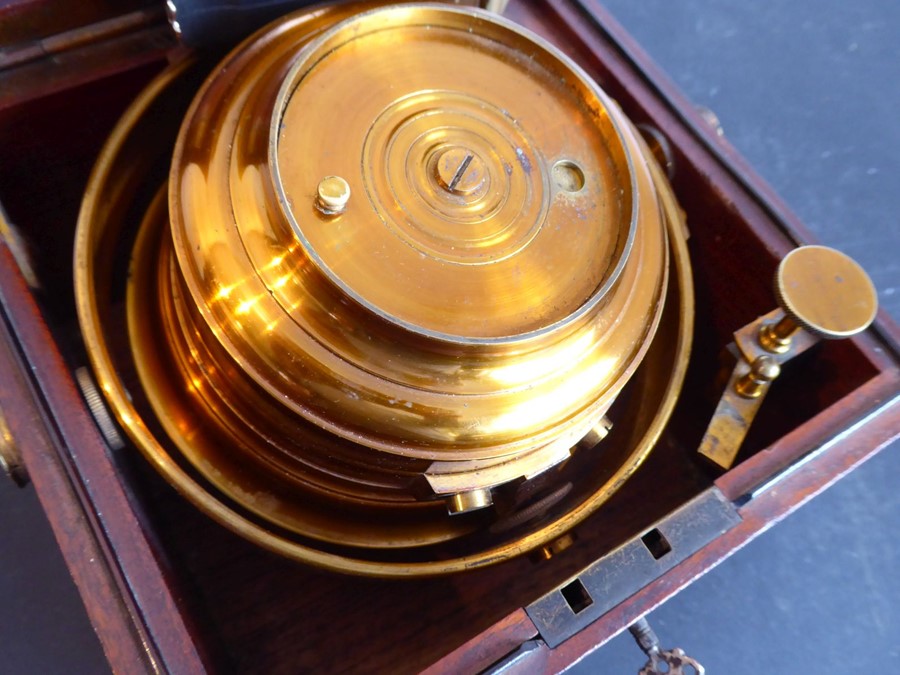 A 19th/early 20th century mahogany-cased and brass-bound marine chronometer 'J.G. FAY & CO. LTD.  90 - Image 10 of 17