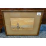GEORGE WEATHERILL (1810-1890), a late 19th century gilt-framed and glazed watercolour study of boats