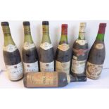 A mixed lot of seven bottles: 3 x Chénas 1966 Pierre Ponnelle; Crozes Hermitage 1973 - Salavert;