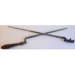 A British 1895 Pattern bayonet in good condition; together with a similar shorter (41cm blade (tip