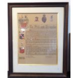 A copy of the Grant of Arms to Lt.-Col. Edward Miles by authority of the Prince Regent, the Garter