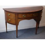A good early 19th century George III period bow-fronted mahogany, satinwood cross-banded and