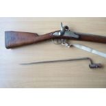 A circa 1795 Mutzig musket and bayonet; the lock-plate engraved Châtellerault, the top strap