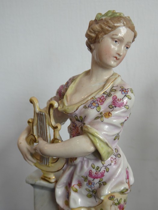 A set of four 19th century continental hand-decorated porcelain figures allegorical of the Arts - Image 7 of 10