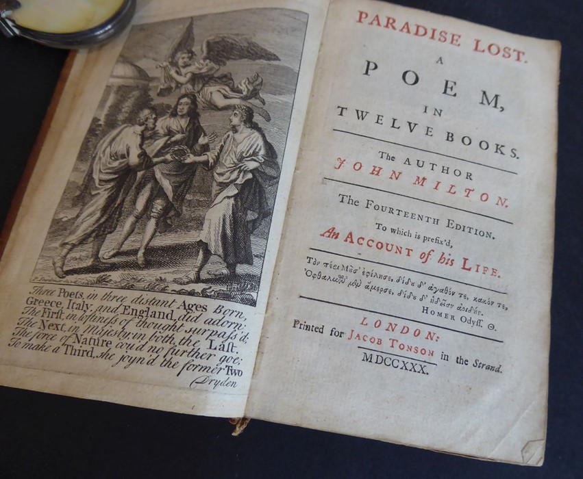 An original early 18th century leather-bound edition of 'Paradise Lost a Poem in 12 Books' by John