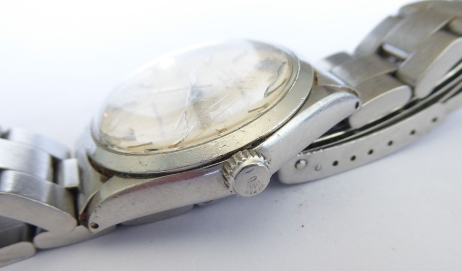 A gentleman's steel-cased Rolex Oyster Perpetual Air-King Precision wristwatch; silver dial with - Image 4 of 12