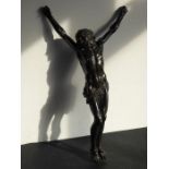 A large and heavy 18th century patinated bronze Corpus Christi, Italian, (formerly mounted) (52cm