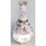 A 19th century Samson porcelain octagonal baluster-shaped vase; delicately hand-gilded and decorated