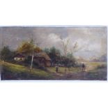 *ADOLF KAUFMANN (1848-1916), Austrian; an unframed oil on panel study, country scene with figures