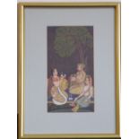 A good gilt-framed and glazed Indian gouache and gilt-highlighted study of a high-ranking kneeling
