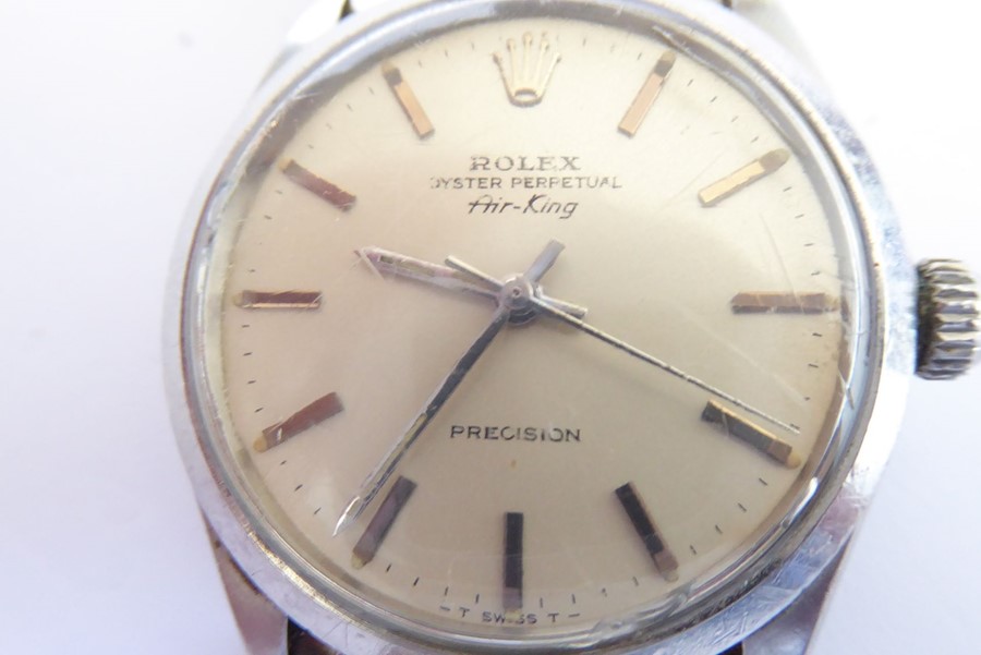 A gentleman's steel-cased Rolex Oyster Perpetual Air-King Precision wristwatch; silver dial with - Image 9 of 12