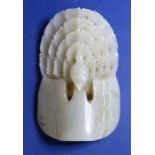 A hand-carved Asian pale celadon jade peacock/phoenix hair or headdress ornament (8.5cm x 5.5cm)