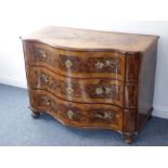 A good and large South German/North Italian 18th century inverted serpentine-fronted walnut and