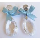 Vintage jewellery by Monty Don, circa 1980s; a pair of clear crystal clip-on earrings of faceted