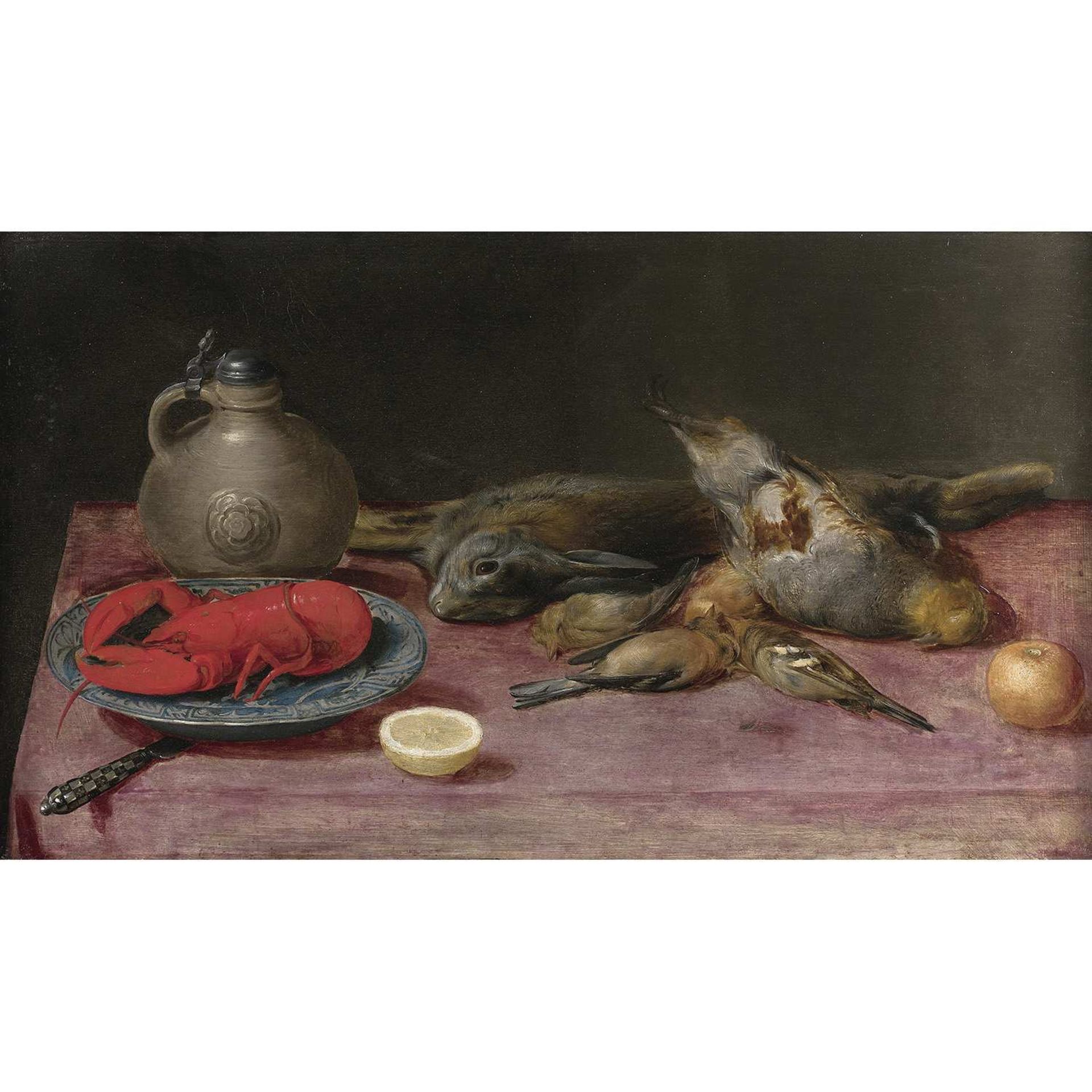 Alexander ANDRIENSSEN (Anvers, 1587-1661) Nature morte au homard et pièces de gibier sur un