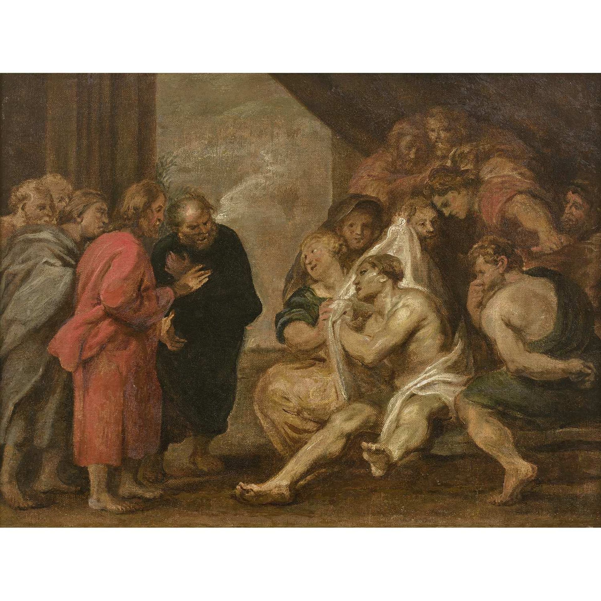 École FLAMANDE du XVIIe siècle, suiveur de Peter-Paul RUBENS La résurrection de Lazare Toile