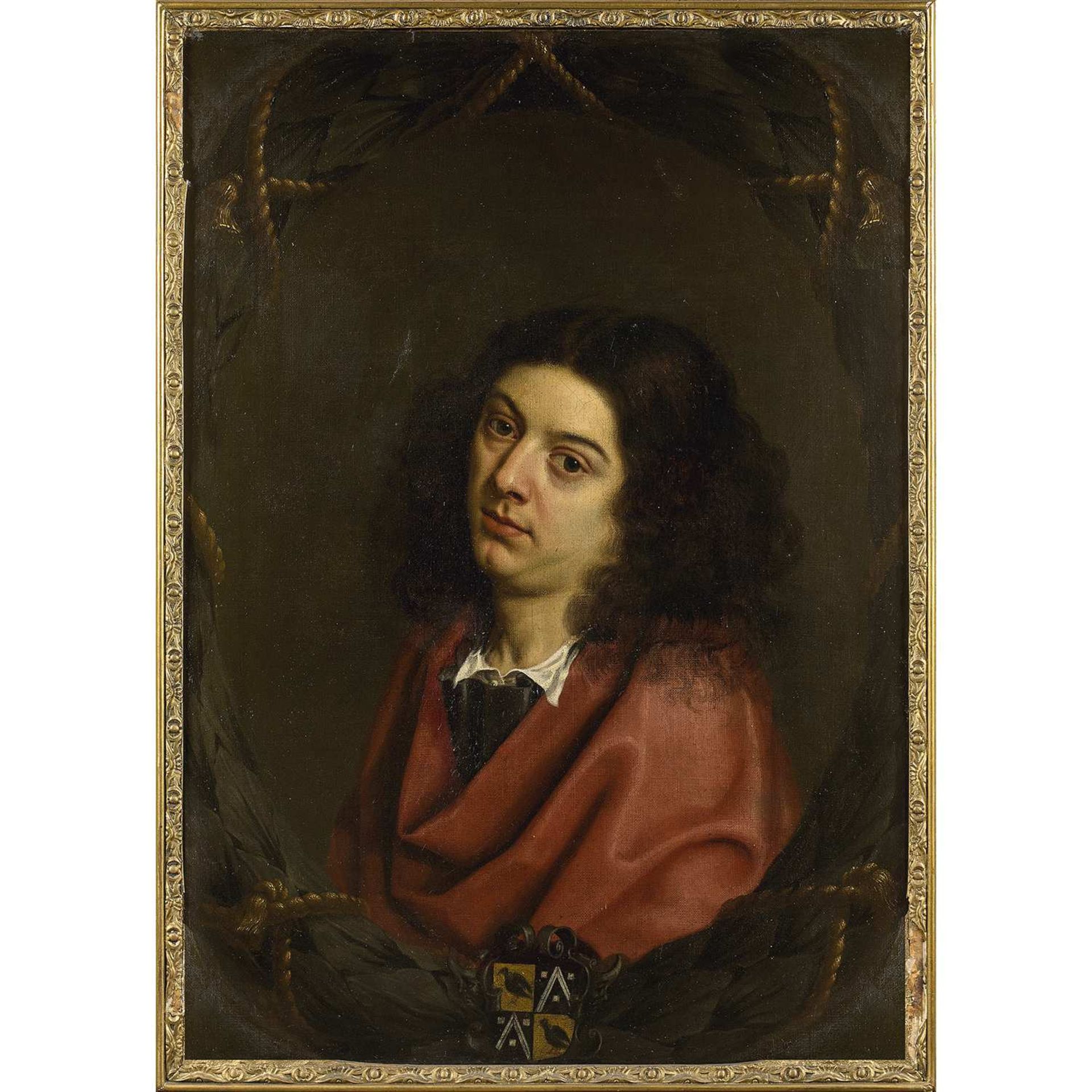 Attribué à Peter FRANCHOYS (1606-1654) Portrait d’homme aux armes de la famille Estrix de Terbeeck