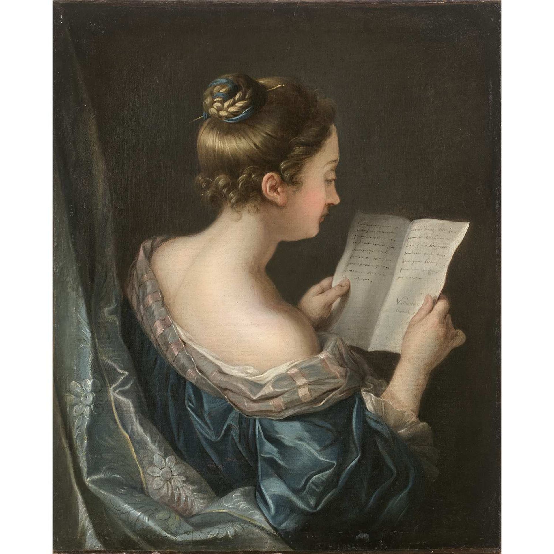 École FRANÇAISE du XVIIIE siècle, suiveur de Jean-François de TROY Jeune dame lisant Toile