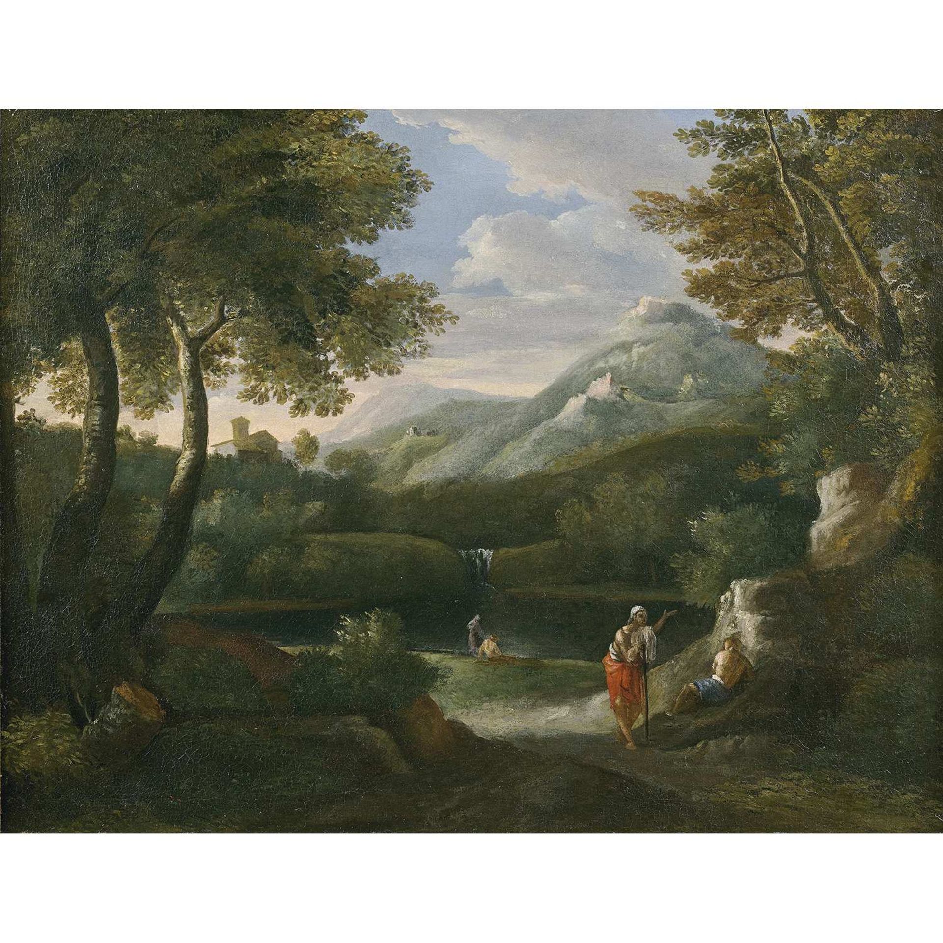 École ROMAINE du début du XVIIIE siècle, suiveur de Jan Frans Van BLOEMEN Paysage boisé animé de