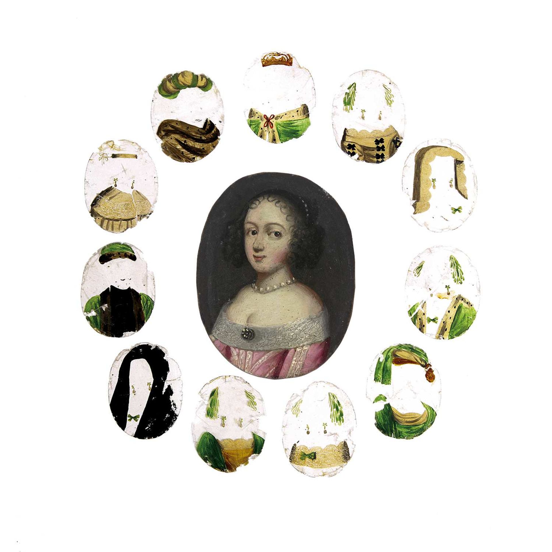 Angleterre/Pays-Bas, vers 1650-1660 Rare miniature à transformations Jeune femme en robe rose à