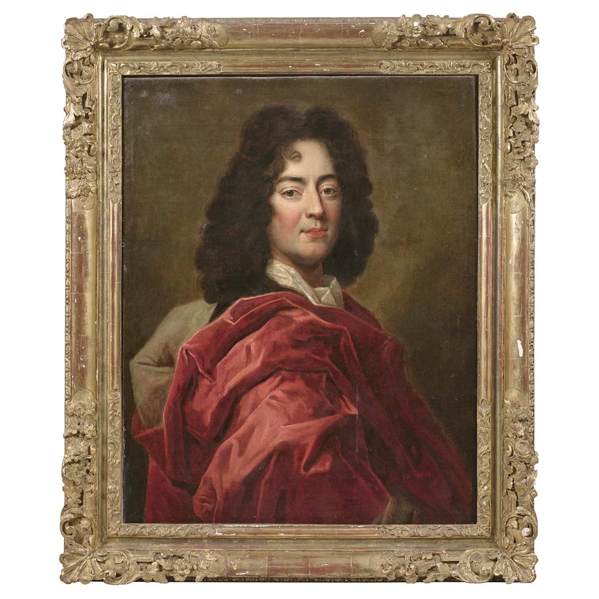 ÉCOLE FRANÇAISE du XVIIE SIÈCLE, ENTOURAGE DE HENRI MILLOT Portrait d'homme au drapé rouge Toile