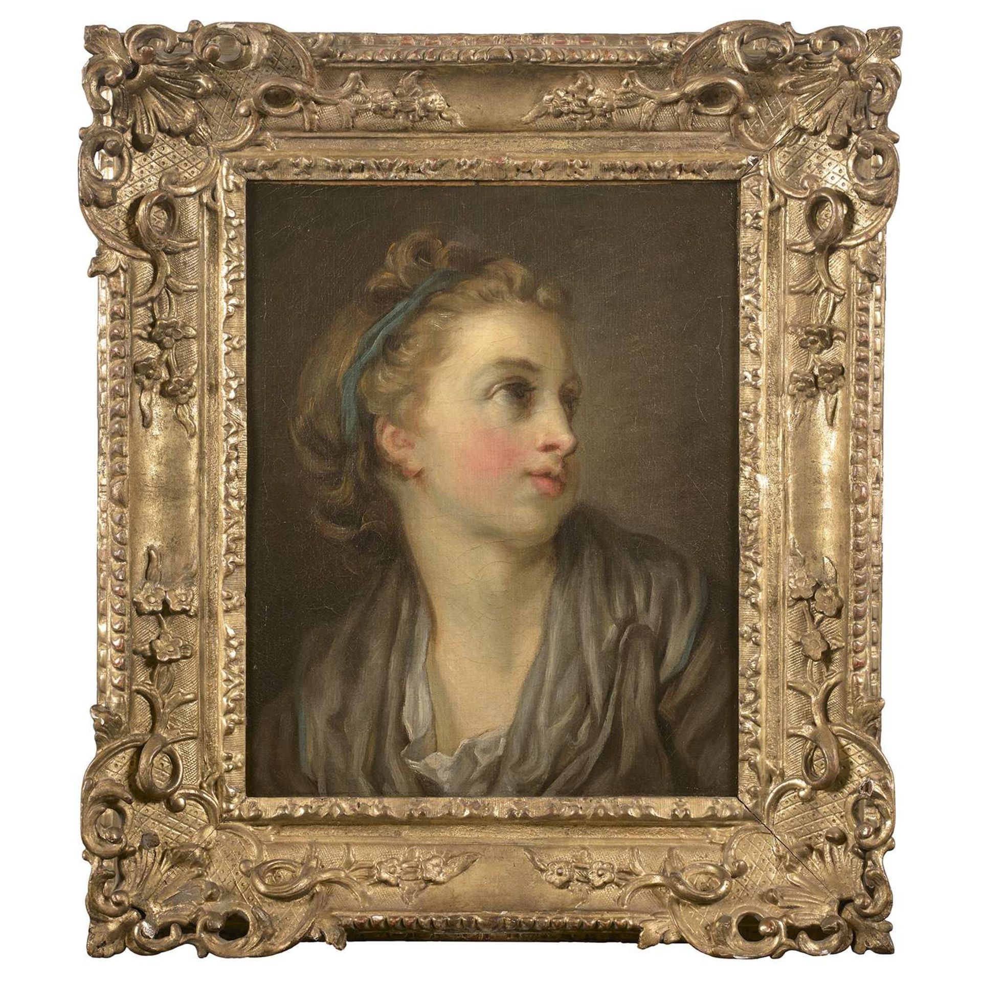 École FRANÇAISE vers 1800, suiveur de Jeanne-Philiberte LEDOUX Jeune fille en buste Toile Dans un