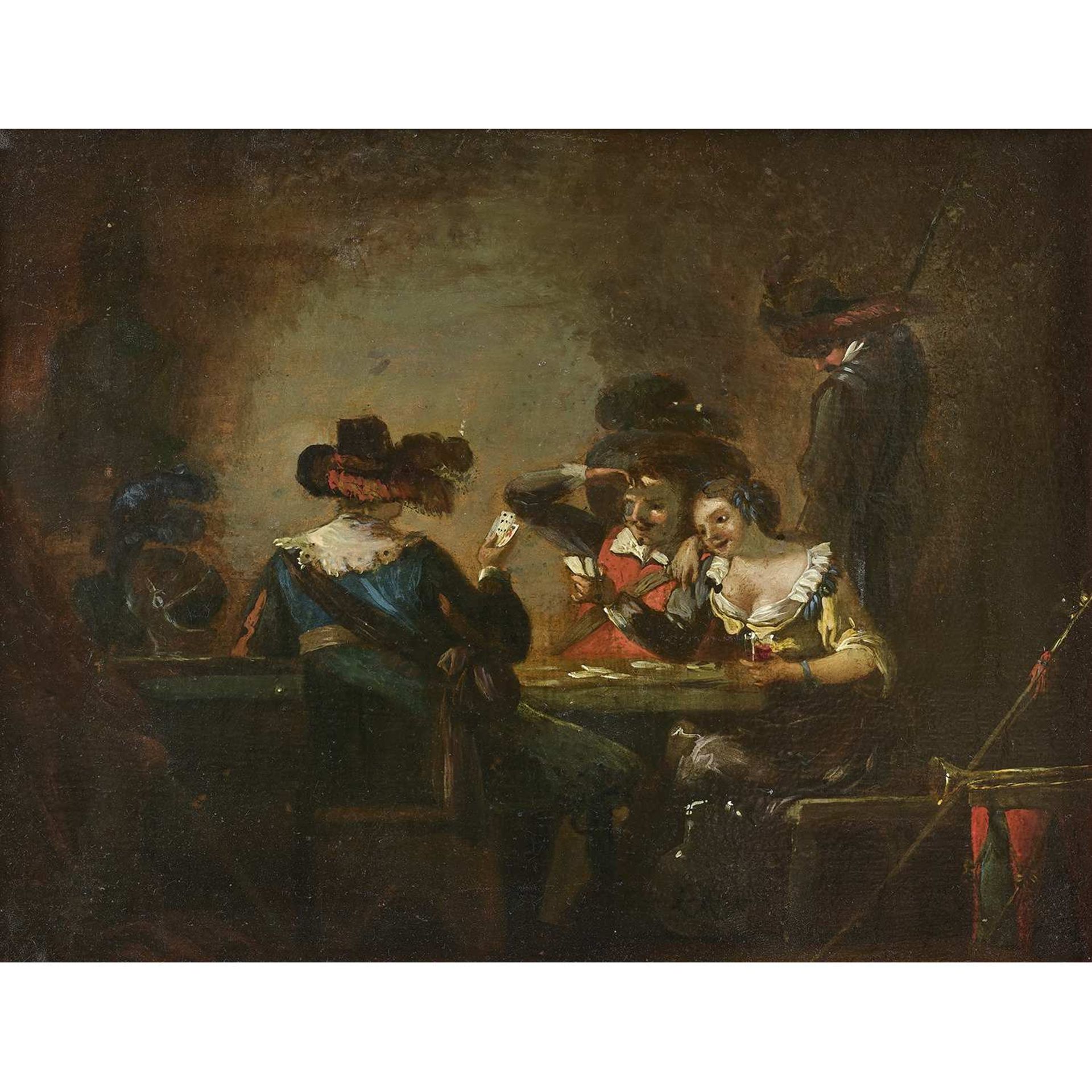 École FRANÇAISE vers 1800, entourage de Nicolas-Antoine TAUNAY Les joueurs de cartes Cuivre