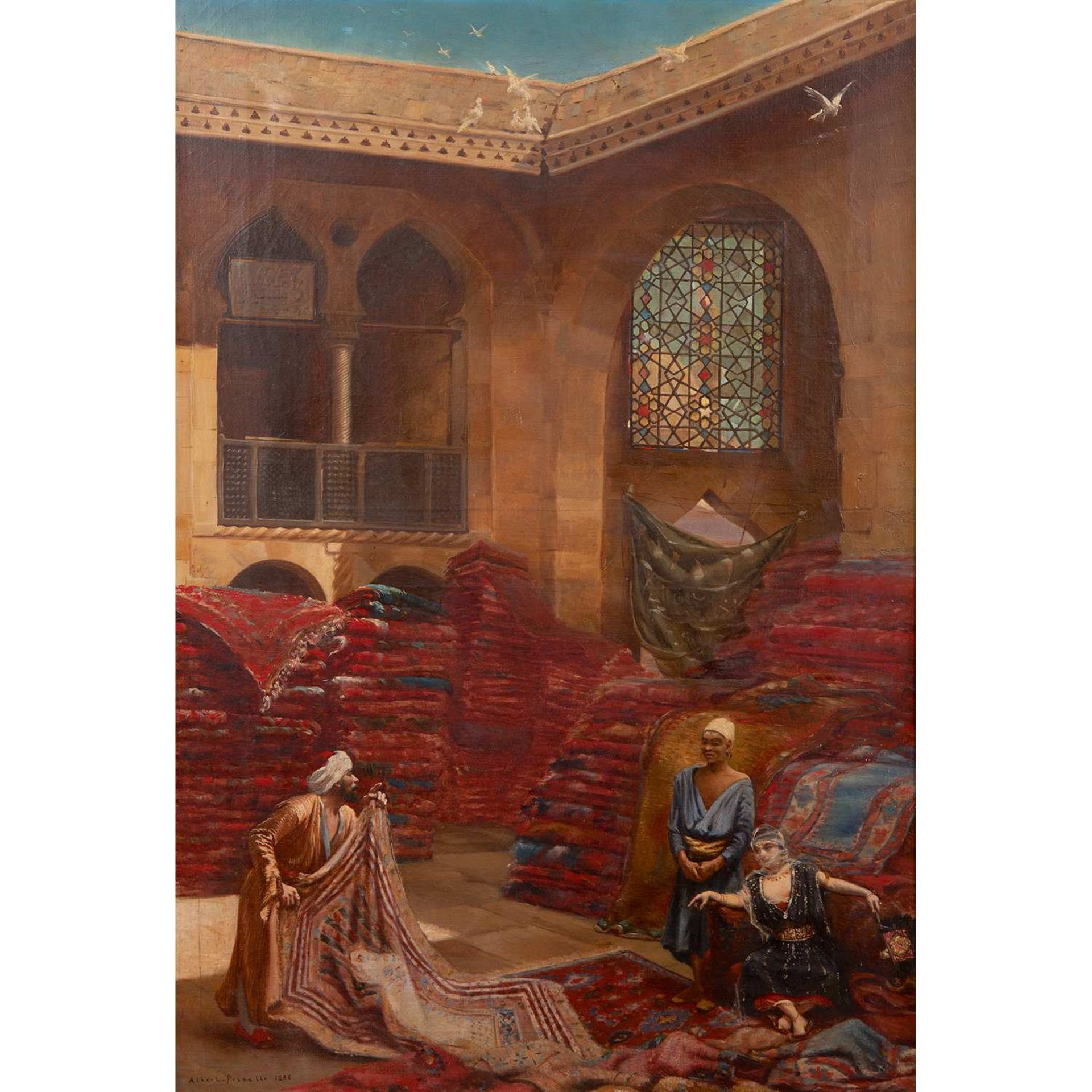 CHARLES-ALBERT PESNELLE (XIXE-XXE SIÈCLES) MARCHAND DE TAPIS au CAIRE CARPET SELLER IN CAIRO Huile